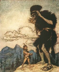 Arthur Rackham, The Valiant Little Tailor, 1909 Book illustration The Fairy Tales of the Brothers Grimm, 1909
