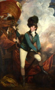 Sir Joshua Reynolds, Portrait of Sir Banastre Tarleton, 1782 Oil on canvas, 92.9 x 57 in National Gallery, London
