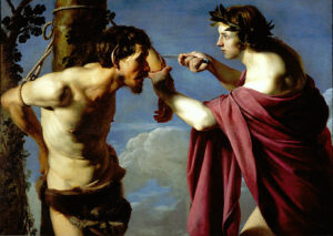 Bartolomeo_Manfredi_-_Apollo_and_Marsyas Bartolomeo Manfredi, Apollo and Marsyas, second half of 1610s Oil on canvas, 37.5 x 53.5 in Saint Louis Art Museum