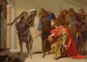 Bernardo Cavallino, The Spirit of Samuel Invoked by Saul, about 1650 - 1656 Oil on copper, 24.01 x 34.01 in Getty Center, Los Angeles
