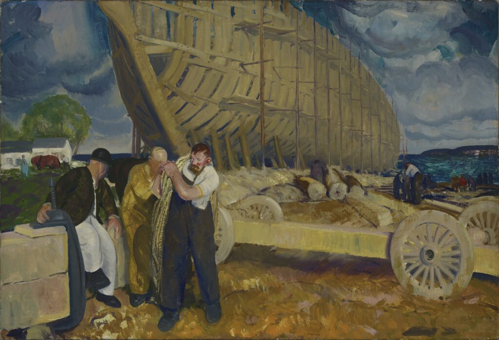 George Wesley Bellows, Builders of Ships / The Rope, 1916 Oil on canvas, 30 x 44 in Yale University Art Gallery, New Haven, Connecticut