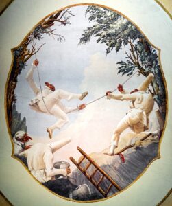 Ca’ Rezzonico – Altalena dei pulcinelli – Giandomenico Tiepolo Giovanni Domenico Tiepolo, The Swing of the Polichinelles, 1793 Fresco Ca' Rezzonico, Venice