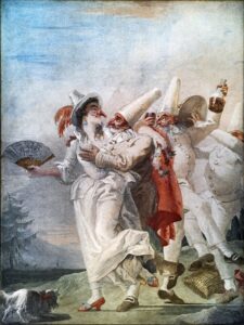 Ca’ Rezzonico – Pulcinella innamorato by Giandomenico Tiepol Giovanni Domenico Tiepolo, Polichinelles in Love, 1797 Fresco Ca' Rezzonico, Venice