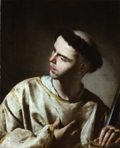 Bernardo Cavallino, Saint Lawrence, between 1640 and 1645 Oil on canvas, 25.7 x 21 in Lázaro Galdiano Museum, Madrid