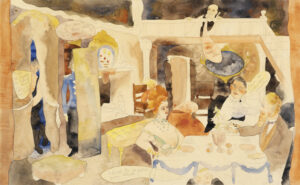 Charles Demuth, Lulu and Alva Schön at Lunch, 1918 Watercolor and graphite on wove paper, 7.9 x 12.9 in Barnes Foundation, Philadelphia