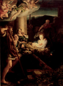 Antonio da Correggio, Nativity, between circa 1528 and circa 1530 Oil on panel, 100.9 x 74 in Gemäldegalerie Alte Meister, Dresden