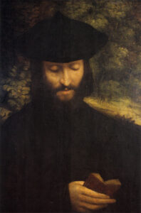Antonio da Correggio, Portrait of a Man with a Book, circa 1525 Oil on canvas, 23.6 x 16.9 in Pinacoteca del Castello Sforzesco, Milan