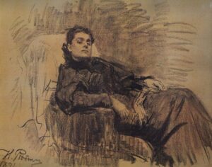 Ilya Repin, Portrait of actress Eleonora Duse, 1891 Charcoal on canvas, 42.5 × 54.7 in The State Tretyakov Gallery, Moscow.