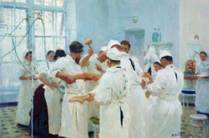 Ilya Repin, The Surgeon Evgueni Vasilievich Pavlov in the Operating Theater, 1888 Oil on canvas, 10.9 x 15.8 in Tretyakov Gallery, Moscow