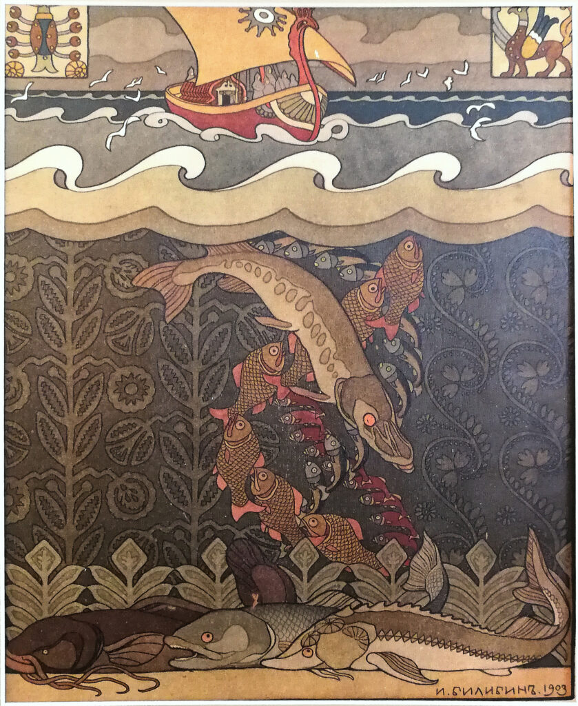 Ivan Yakovlevich Bilibin, Illustration for the Epic "Volga", 1903 Lithograph