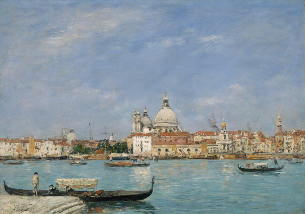 Eugène Boudin, Venice, Santa Maria della Salute from San Giorgio, 1895 Oil on canvas, 18.22 x 25.74 in Museum of Fine Arts Boston