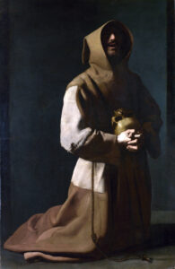 Francisco de Zurbarán, Saint Francis in Meditation, between 1635 and 1639 Oil on canvas, 59.8 x 38.9 in National Gallery, London