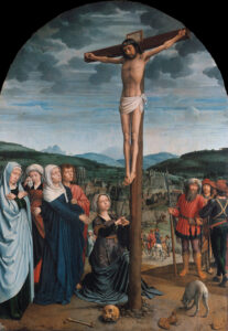 Gerard David, Christ on the Cross, circa 1515 Oil on oak panel, 55.5 x 39.3 in Gemäldegalerie, Berlin