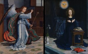 Gerard David, The Annunciation, Part of Cervara Polyptych, 1506 Oil on panel, 30.5 x 24.3 in Metropolitan Museum of Art, New York