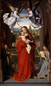 Gerard David, Virgin and Child with Four Angels, between 1510 and 1515 Oil on panel, 24.8 x 15.3 in Metropolitan Museum of Art, New York