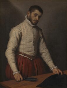 Giovanni Battista Moroni, The Tailor, from 1565 until 1570 Oil on canvas, 39.1 x 30.3 in National Gallery, London