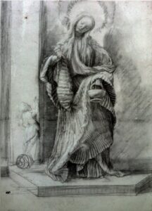 Matthias Grünewald, Saint Dorothy, circa 1511 Grey pen, with white highlights, 14.13 x 10.19 in Kupferstichkabinett Berlin