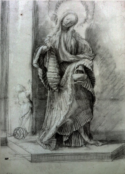 Matthias Grünewald, Saint Dorothy, circa 1511 Grey pen, with white highlights, 14.13 x 10.19 in Kupferstichkabinett Berlin