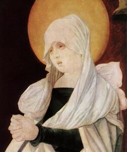 Hans Baldung,Mater Dolorosa (detail), circa 1516 Oil on wood, 60.2 in x 18.1 in Museum of Fine Arts, Budapest