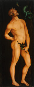 Hans Baldung,Adam, 1525 Oil on panel, 82.08 x 32.87 in Museum of Fine Arts, Budapest
