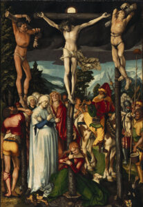Hans Baldung,The Crucifixion of Christ, 1512 Oil on linden wood, 59.4 x 40.9 in Gemäldegalerie, Berlin