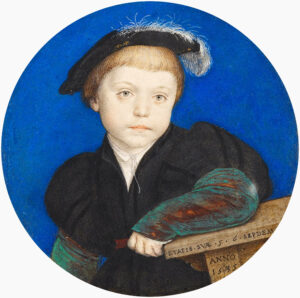 Hans Holbein the Younger, Henry Brandon, 2nd Duke of Suffolk, circa 1541 Watercolor paint on vellum, 2.1 in diameter Royal Collection, UK