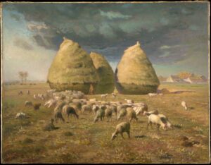 Jean-Francois Millet, Haystacks: Autumn, circa 1874 Oil on canvas, 33.4 x 43.3 in Metropolitan Museum of Art, New York