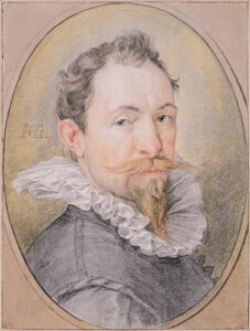 Hendrik Goltzius, Self-Portrait, c. 1593-1594 Black and colored chalk, pen and gray ink, watercolors, heightened with white, 16.9 x 12.7 in Albertina, Vienna