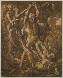 Hendrik Goltzius, Hercules Killing Cacus, 1588 Woodcut Honolulu Museum of Art