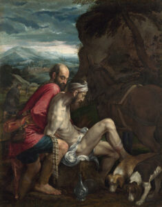 Jacopo Bassano, The Good Samaritan, between circa 1562 and circa 1563 Oil on canvas, 40.1 x 31.3 in National Gallery, London