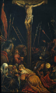 Jacopo Bassano, Calvary, circa 1575 Oil on slate, 19.44 x 11.73 in Museu Nacional d'Art de Catalunya, Barcelona