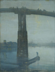 James Whistler, Nocturne: Blue and Gold - Old Battersea Bridge, circa 1872-1875 Oil on canvas, 26.2 x 19.7 in Tate Gallery, London