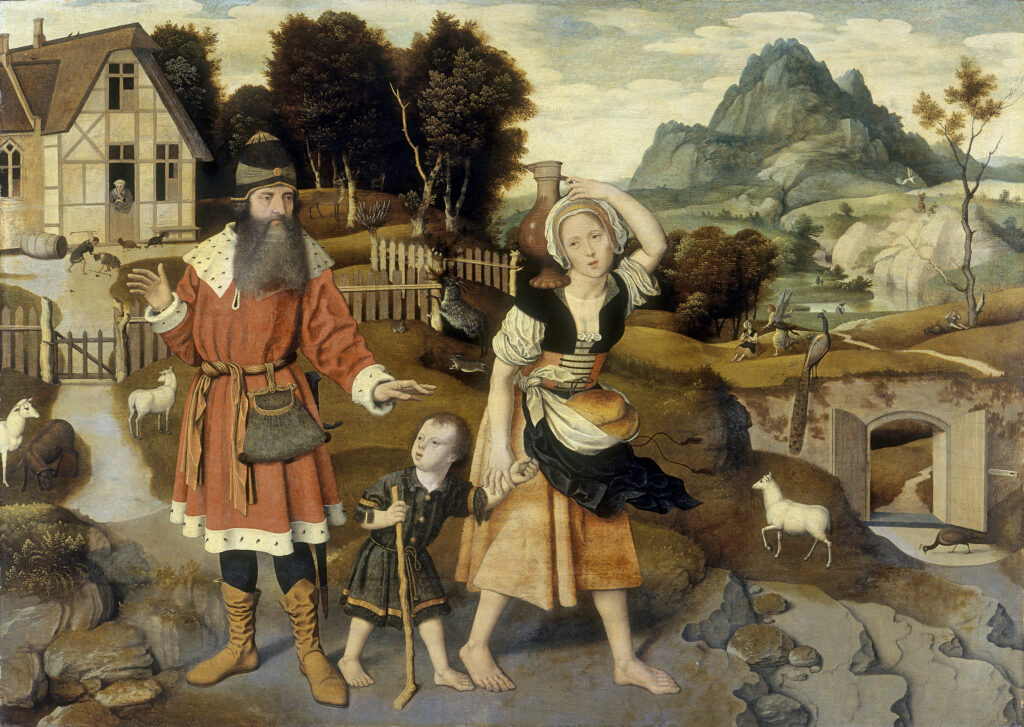 Jan Mostaert, The Banishment of Hagar and Ishmael (Genesis 21:18-21), circa 1520 Oil on panel, 37 x 51.5 in Thyssen-Bornemisza Museum, Madrid