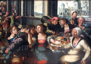 Jan Sanders van Hemessen, The Prodigal Son in the Brothel, 1536 Oil on oak wood, 55.1 x 77.9 in Royal Museums of Fine Arts of Belgium, Brussels