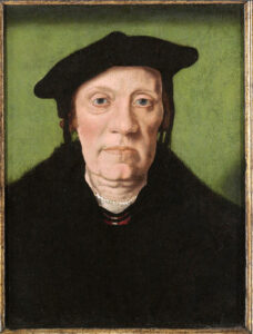 Jan van Scorel, Portrait of a man, possibly of Cornelis Aerentsz van der Dussen, between 1535 and 1540 Oil on panel, 14.1 x 10.8 in Kunsthandel P. de Boer, Amsterdam