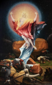 Matthias Grünewald, Resurrection of Jesus, circa 1515 Oil on panel, 105.9 x 55.5 in Unterlinden Museum, Colmar, France.