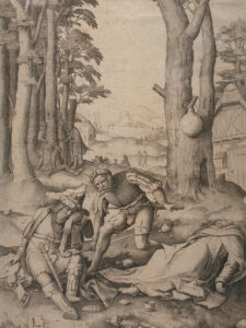 Lucas van Leyden, Mohammed and the Murdered Monk, 1508 Engraving Fine Arts Museums of San Francisco