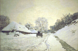 Claude Monet, The Cart: Road Under the Snow in Honfleur, 1865 Oil on canvas, 25.5 x 36.6 in Musée d'Orsay, Paris
