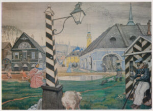 Mstislav Dobuzhinsky, The Provinces in the 1830s, c.1908 Watercolor on paper