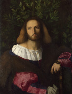Palma Vecchio, Portrait of a Poet, circa 1516 Oil on canvas, 32.9 x 25 in National Gallery, London