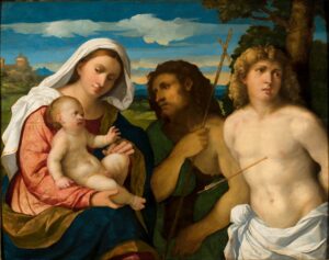 Palma Vecchio, Sacred Conversation, circa 1516-1518 Tempera on wood, 33.2 x 41.7 in National Museum in Poznań, Poland