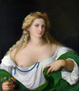 Palma Vecchio, A Blonde Woman, circa 1520 Oil on panel, 30.5 x 25.2 in National Gallery, London