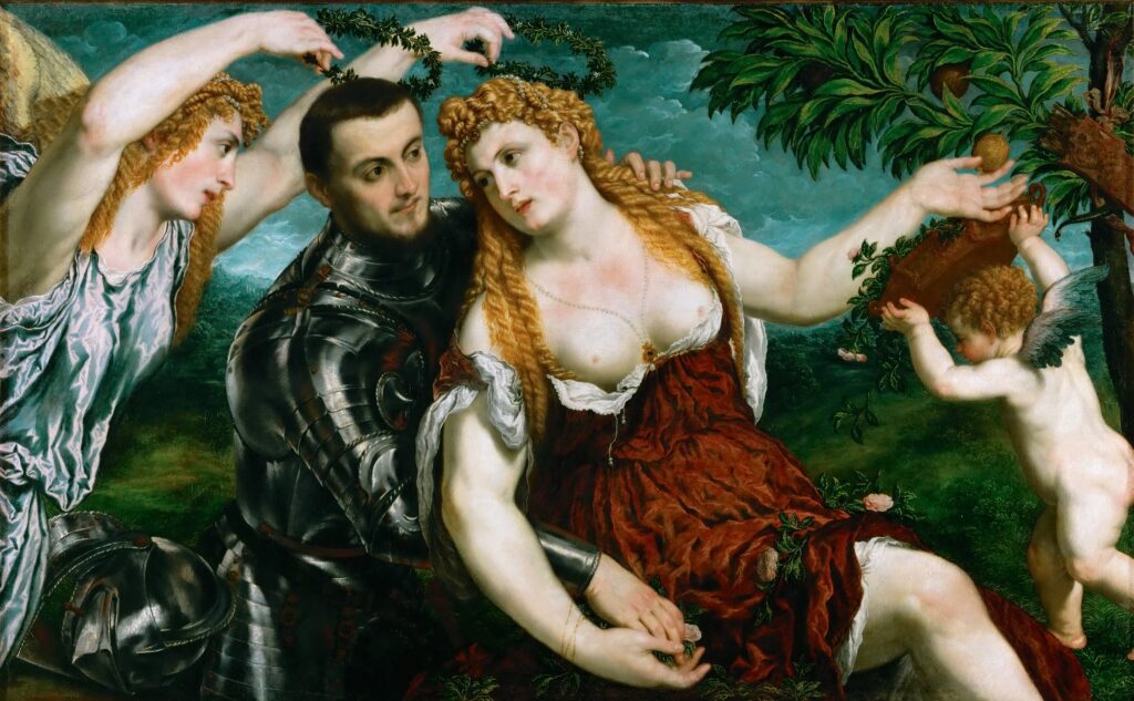 Paris Bordone, Allegory (Mars, Venus, Victory and Cupid), circa 1560 Oil on canvas, 43.8 x 68.7 in Kunsthistorisches Museum, Vienna