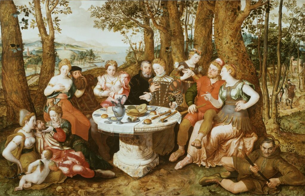 Pieter Pourbus, An Allegory of True Love, circa 1547 Oil on panel, 52.2 x 80.9 in The Wallace Collection, London