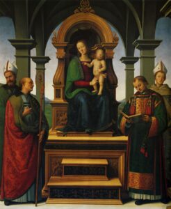 Pietro Perugino, Decemviri Altarpiece, 1495 Oil on panel, 75.9 x 64.9 in Vatican Museums