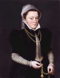 Pieter Pourbus, An Unknown Lady, Holding a Pomander on a Gold Chain, 1560 The Weiss Gallery, London