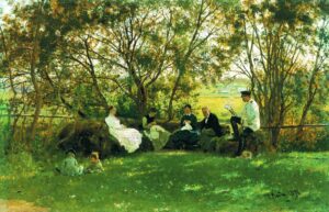 Ilya Repin, Turf Bench, 1876 Oil on canvas, 14.1 x 21.8 in Russian Museum, St Petersburg