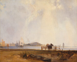 Richard Parkes Bonington, Landscape near Quilleboeuf, France, between 1824 and 1825 Oil on canvas, 16.73 x 20.98 in Yale Center for British Art, New Haven, Connecticut