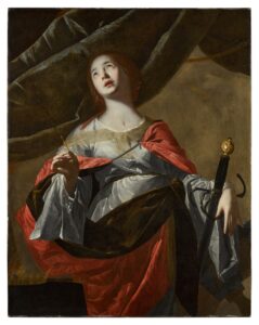 Bernardo Cavallino, Saint Catherine of Alexandria Oil on canvas, 48.5 x 38.25 in Private collection