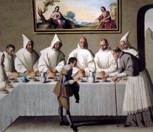 Francisco de Zurbarán, St Hugh in the Refectory, circa 1655 Oil on canvas, 103.1 x 10 ft Museo de Bellas Artes de Sevilla